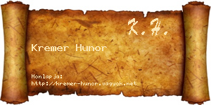 Kremer Hunor névjegykártya